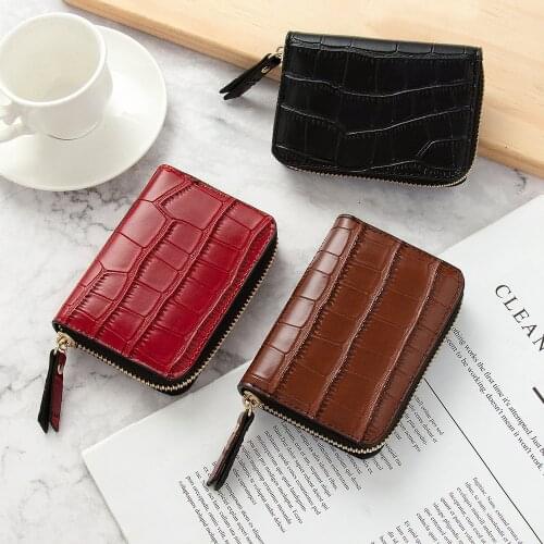 New Women Card Case PU Leather Crocodile Pattern Card Holder Female Coin Money Bag Ladies Purse ID Credit Card Holder