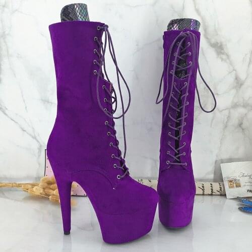 Leecabe 17CM/7inches Pole dancing shoes High Heel platform Boots closed toe Pole Dance boots