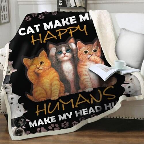 Cartoon animal cat printed Blanket Sherpa Fleece easy wash Blankets Bedding anime throw blanket on Bed quilt cover Home Textiles