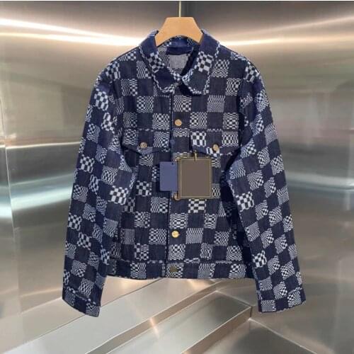 2021 autumn winter new style jacquard checkerboard denim jacket classic European fashion brand jacket men women couple