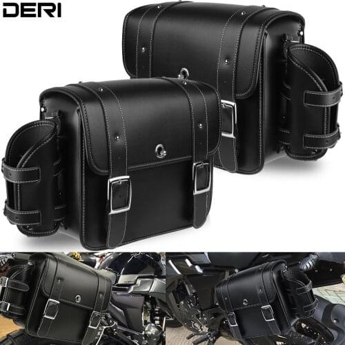 Pair Left Right Universal PU Leather Motorcycle Saddle Bags Side Storage Tool Luggage Bag For Honda for Yamaha for Suzuki