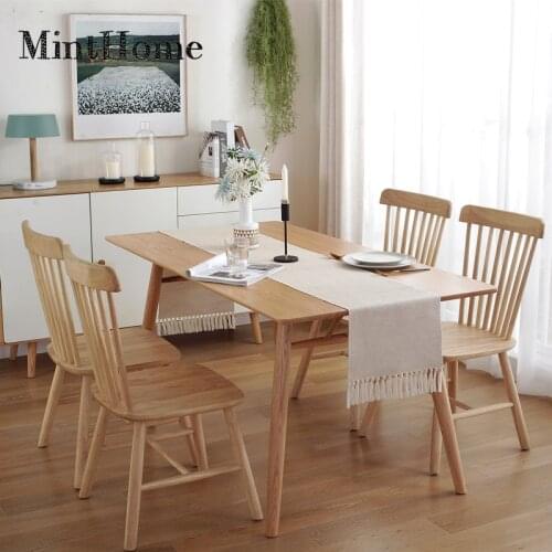 Ins Style Modern Simple Table Runner Solid Color Handmade Tassled Cotton Linen Table Runner Household Tea Table Flag