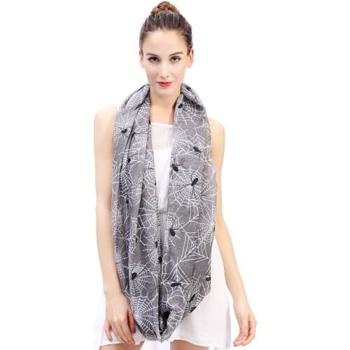 Halloween Spiders Webs Print Cowl Infinity Tube Scarf