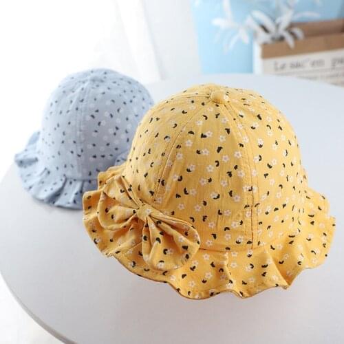 Little flower with bow Fisherman Hat Pure Comfort Newborn Baby Boy Girl Summer Bucket Sun Hat