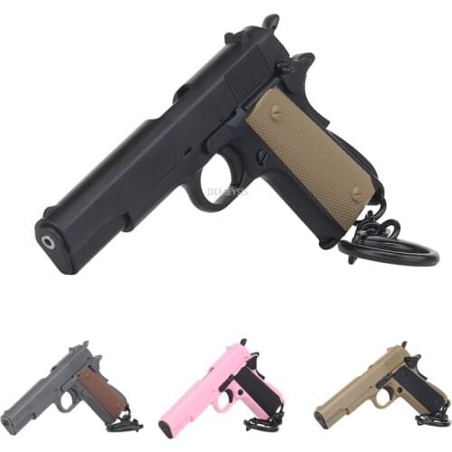 Tactical Pistol Shape Keychain Mini 1911 Gun Shape Keyring Backpack Bags Decorations Detachable Gun Magazine Keyring