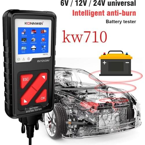 KONNWEI KW710 6V/12V/24V Car Battery Tester 100-2000CCA Battery Load Tester Motorcycle Car Battery scanner Support 13 languages