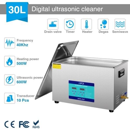 AIPOI Ultrasonic Cleaner with Digital Time , 30L Professional 40kHz Retainer Denture and Jewelry Cleaning
