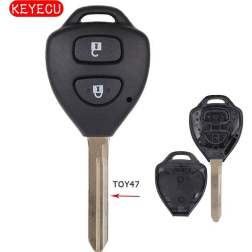Keyecu Replacement Remote Key Shell Case 2 Button for Toyota Uncut TOY47 blade
