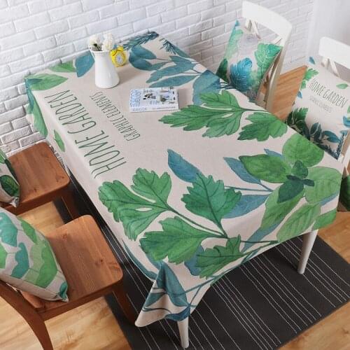 Green pastoral Plant lotus Table Cloth Thick Linen Customize Dining Coffee Tablecloth Restaurant Home Decorative Cloth Cover