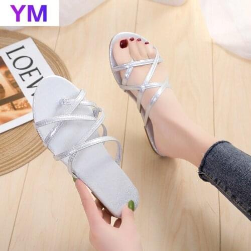 Silver Women Flat Sandals Summer Gladiator Ladies Roman Female Peep Toe Outdoor Casual Beach Sandales Femme Sapatos Femininos 42