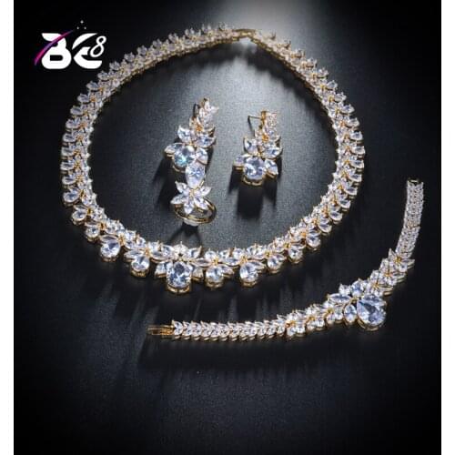 Be 8 New Design Luxury AAA Zircon Water Drop Shape Necklace Pendant Earring Set for Women,high Quality Party/jewelry WeddingS154