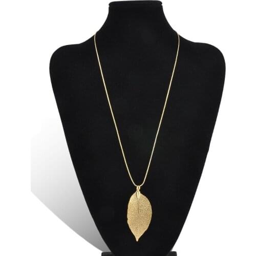 Fashion Jewelry Maxi Necklace Gold Color Chain Leaf Design Pendant Necklaces & Pendants 2017 New for Women Collier Femme