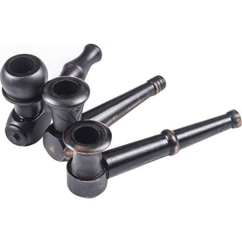 1Pcs New Solid Wood Pipe Smoking Pipes Portable Smoking Pipe Herb Tobacco Pipes Grinder Smoke pipe Black