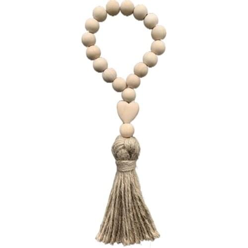 1 Pc Nordic Wood Bead Garland with Tassels Farmhouse Beads Home Decoration Natural Wood Bead Kids Room Decor Ornaments