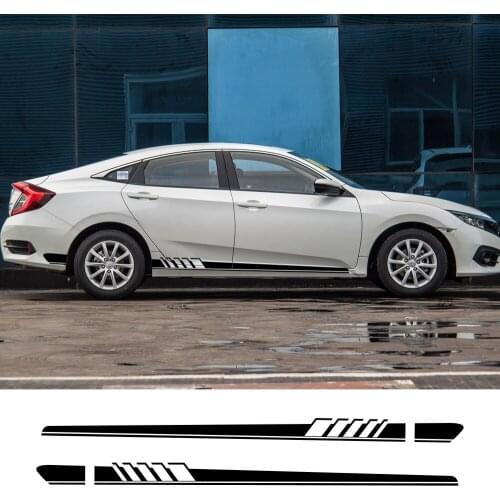 2Pcs Car Long Side Stickers For Honda City Odyssey CRV HRV Legend Jazz RR VTi Si Auto Vinyl Film Decals Car Tuning Accessories