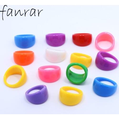 20pcs Multicolor Geometric Personality Acrylic oval Heart Women men Rings Fashion Jewelry Simple Ring Bands Party Birthday Gift
