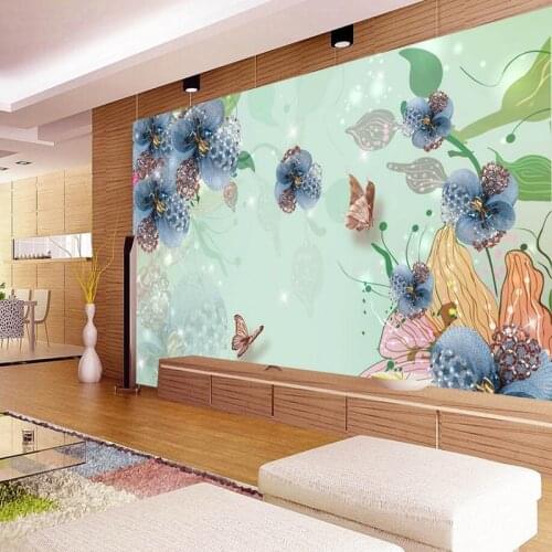 3D Custom Photo Wallpaper Fluorescent Beautiful Stereoscopic Iewelry Flower Wall Mural Wallpaper Home Decor Wall Papers