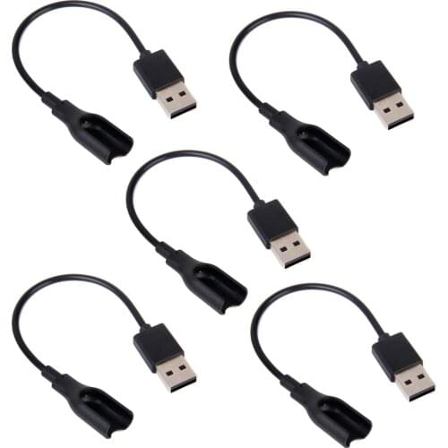 5Pack USB Charging Charge Cable Cord for Xiaomi Mi Band 1 Smart Watch Black