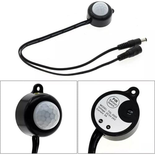 5V 12V 24V 5A PIR Infrared Motion Sensor Switch Human Boday Detector With 30cm DC Male and Female Connector For LED Strip light