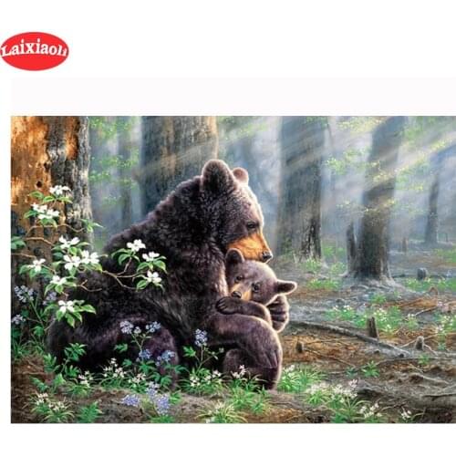 Diamond Painting Forest animals, bears Full Drill Square DIY Diamond Embroidery Cross Stitch Mosaic round Rhinestone Home Decor