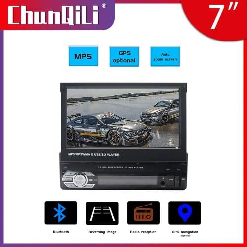 ChunQiLi Retractable 1 Din Radio Car Stereo Audio 7" MP5 Player Aux/USB/touch screen/bluetooth 1 DIN Audio Stereo Mirror Link