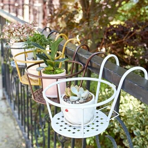 Balcony Flower Frame European Iron Railing Potted Plant Shelf Window Sill Bracket Plant Hanging Flower Pot Planter Flower Stand