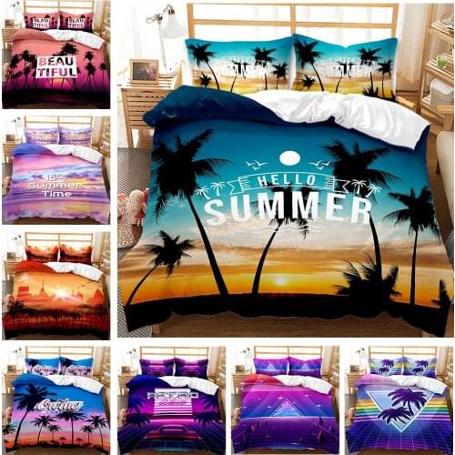 Free shipping Hawaii Sea View 3D Quilt Duvet Doona Cover Set Single Double Queen King Print