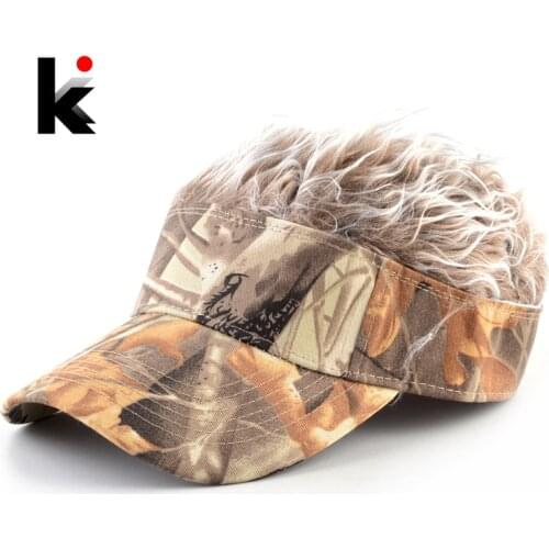 Mens Camouflage Fake Hair Baseball Cap Women Outdoor Visor Sunhat Casual Golf Caps Adjustable Snapback Baseball Hat Hip Hop
