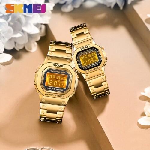 SKMEI Brand Luxury Mens Watches Sport Digital Wristwatch Alarm Clock Countdown Stainless Steel For Couple Men Women Watch reloj