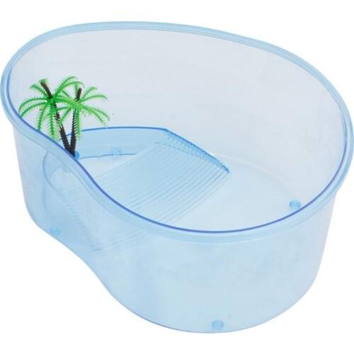 Turtle Habitat Lake Terrapin Reptile Aquarium Tank with Platform Plants New D08D