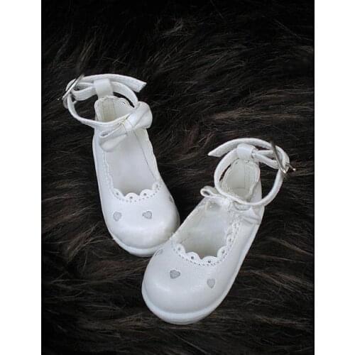 D01-P119 children handmade toy 1/3 1/4 Doll Accessories BJD/SD doll Heart-shaped white princess shoes 1pair
