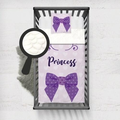 Kids Minky Blanket Super Soft and Warm Baby Blankets Children for Couch and Bed Princess Purple Ribbon Model 139