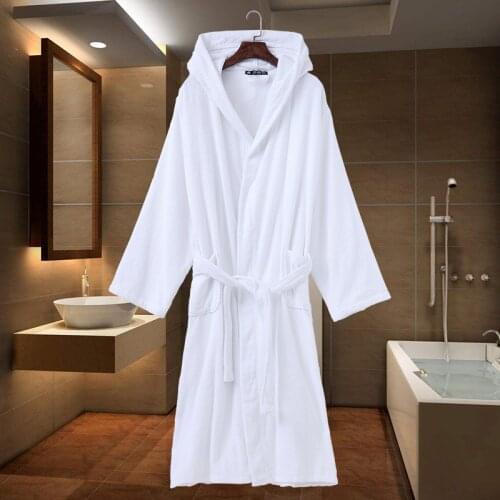 Bath Robe Hooded Women Men Dressing Gown Warm Winter Long Towel Fleece Ladies Robes Female Pajamas Bridesmaid Kimono Robe