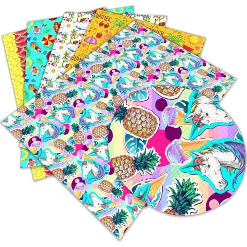 Cool Summer Fruit Cartoon Printed Faux Leather A4 22x30cm for Bow Synthetic Leather DIY Decoration Crafts L255 L2560