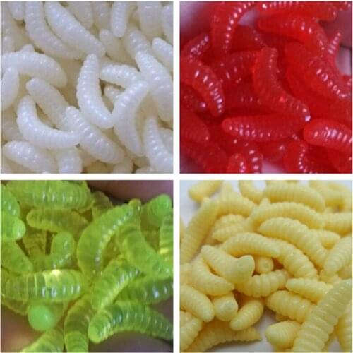Leurre souple 400PCS 2cm 0.4g fishing lure maggot Grub Soft Lure Baits smell Worms mixed color Fishing Lures