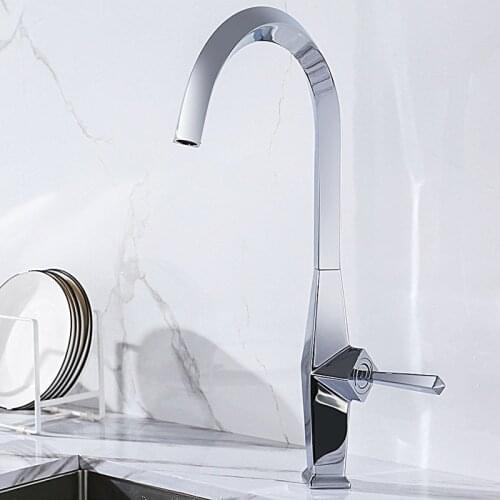 Matt Black/Chrome Plated Brass Single Handle Kitchen Mixer Cold And Hot Water Tap Deck Mounted Kitchen Sink Faucet Tap