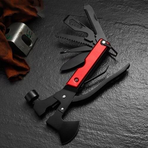Survival Multifunctional Axe Hammer Tool Set Camping Equipment Folding Knife Self-defense Folding Tool