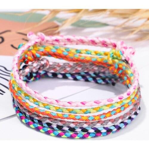 QiLuxy Fashion Boho Handmade Weave Colorful Rope Bracelets for Women Men Friendship Lucky Bracelets & Bangle Couple Jewelry Gift