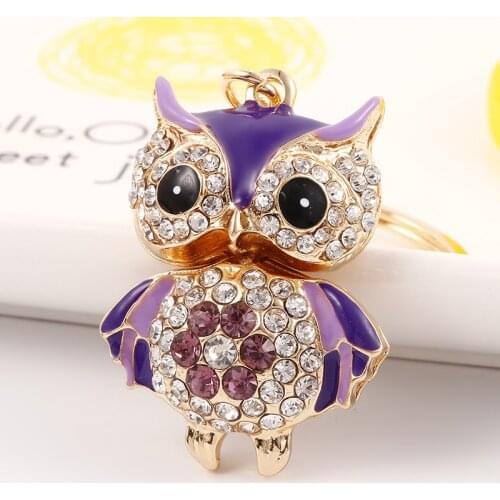 Fashion Jewelry Keychain Owl Series Rhinestone Couple Bag Gift Pendant Car Pendant Wholesale Memorial Gift Car Keychain
