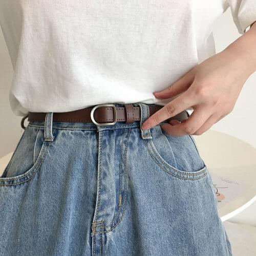 Fashion Women Belt Non-porous Metal Buckle JeansThin Black Belts Luxury Brand Ladies Vintage Strap Female Waistband 2.3cm Width