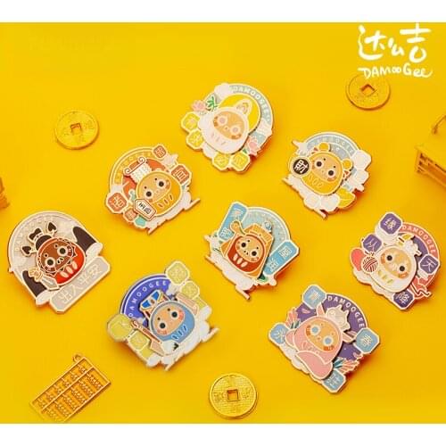 Prayer Badge Blind Box Toys DaMooGee 2nd Series Insignia Figure Anime Random Surprise Metal Birthday Gift Decor 6 Pcs/Set