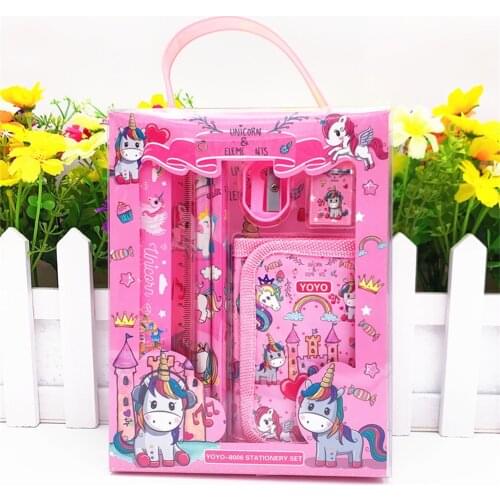 All-in-One Stationery Sets Included Wallet Pencils Sharpener Eraser Ruller Kid Toy Birthday Gift Kindergarten Education Supplies