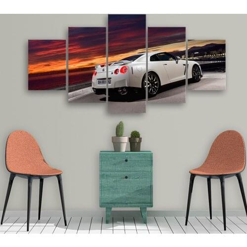Wall Art Canvas Painting HD Print 5 Pieces Nissan Skyline GTR Car classic Sports car Pictures Bedside Home Decor Posters Artwork