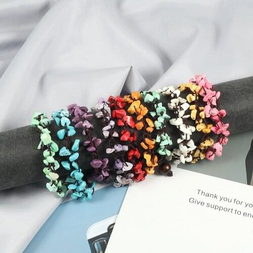 Natural Stone Gravel Chakra Bracelets Women Irregular Crystal Chip Beaded Woven Bangles Yoga Healing Balance Jewelry Gift DIY