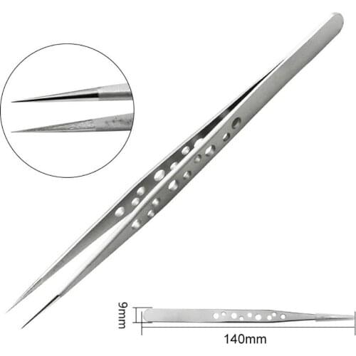Stainless Steel Electronics Industrial Tweezers Anti-static Curved Straight Tip Repair Hand Tools