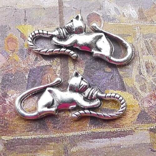 Newest 10Pcs 12*28mm Antique Silver Color Alloy Cat&Mouse Charms Vintage Necklace Earrings Pendant For DIY Jewelry Handcraft