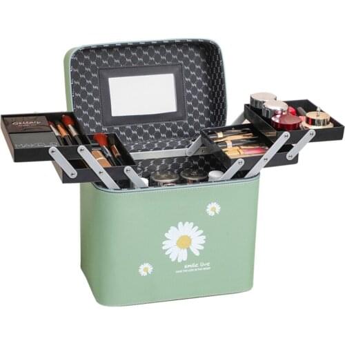 2020 New Large Capacity Multi Layers Makeup case Travel Professional Make Up Box Portable Floral big Women cosmetic organizer