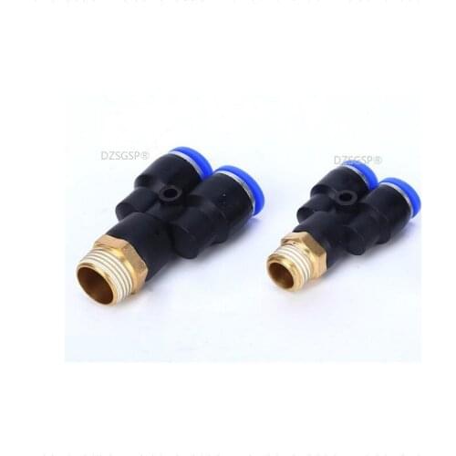 Pneumatic Fitting Y Shaped Tee 10mm 6mm 8mm 12mm OD Hose Tube M5 1/8" 1/4" 3/8" 1/2" BSP Male Thread 3 way Air Coupler Connector