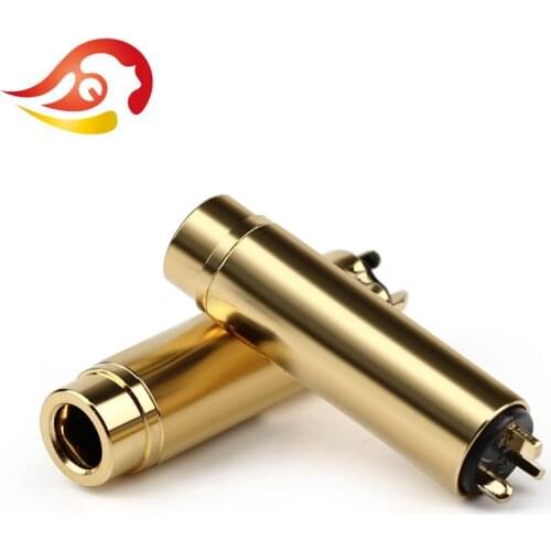 QYFANG 3.5mm 4 Pole 3 Contact Earphone Female Plug Gold Plated Copper Audio Jack Metal Adapter Wire Connector Without Thread