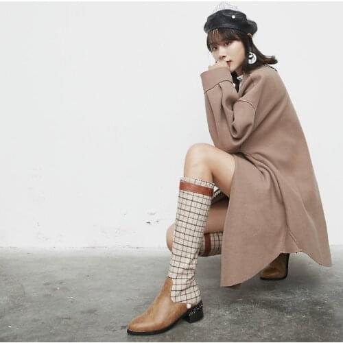 2021 Fashion Knee High Boots Women Shoes Autumn Winter Womens High Boots Black Brown Long Shoes Ladies Large Size 45 48